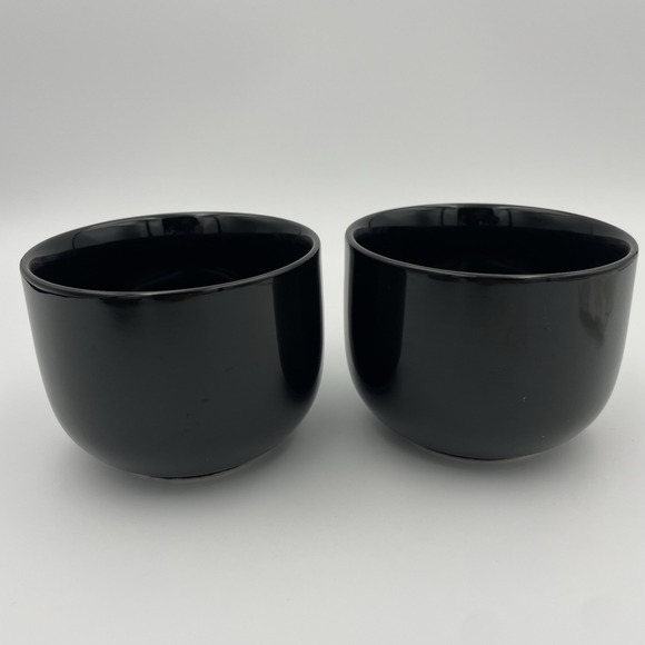 Vintage Newcor Stoneware 8oz Glossy Black Coffee/Tea Mugs Set Of 2, Thailand - Picture 7 of 13